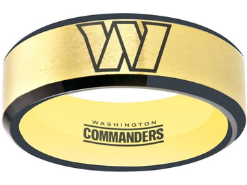 Washington Commanders Ring Gold & Black Tungsten Wedding Ring #commanders