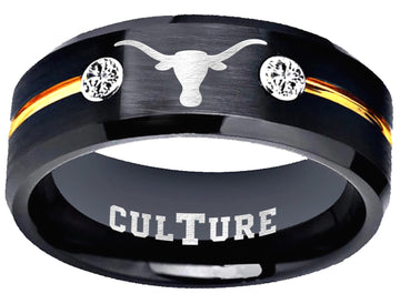 Texas Longhorns Ring | Black & Gold CZ | UT Culture RIng