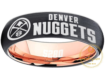 Denver Nuggets Ring: Black & Rose Gold Wedding Band | Sizes 5-13 | #Denver #Nuggets #5280