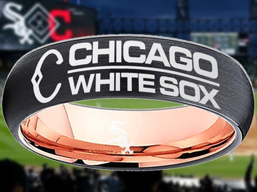 Chicago White Sox Ring Black & Rose Gold 6mm Wedding Ring Sizes 5 - 13 #whitesox #mlb