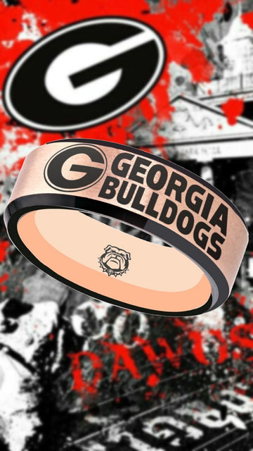 Georgia Bulldogs Ring | Rose Gold & Black Wedding Band | Sizes 6 - 13 | #UGA