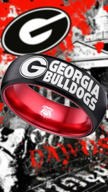 Georgia Bulldogs Ring | Black & Red Wedding Band | Sizes 6 - 13 | #UGA