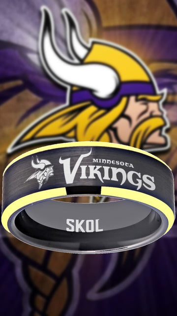 Minnesota Vikings Ring Black & Gold Wedding Band | Sizes 6-13 #vikings #skol #nfl