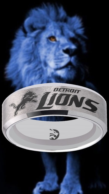 Detroit Lions Ring Silver Wedding Band | Sizes 6-13 #detroit #lions #nfl