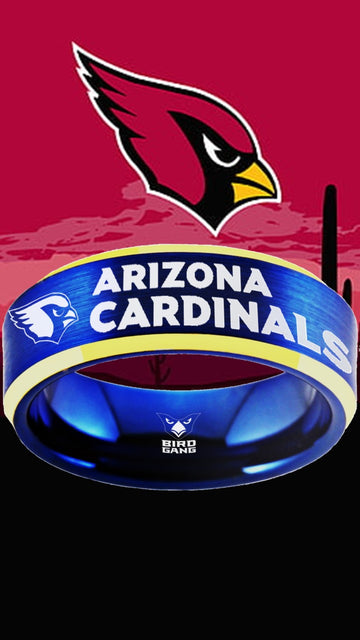 Arizona Cardinals Ring Blue & Gold Wedding Band | Sizes 6 - 13 #arizonacardinals #nfl