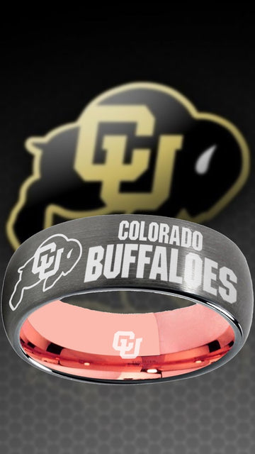 Colorado Buffaloes Ring Grey & Rose Gold Wedding Band | Sizes 6-13 #buffs #ncaa