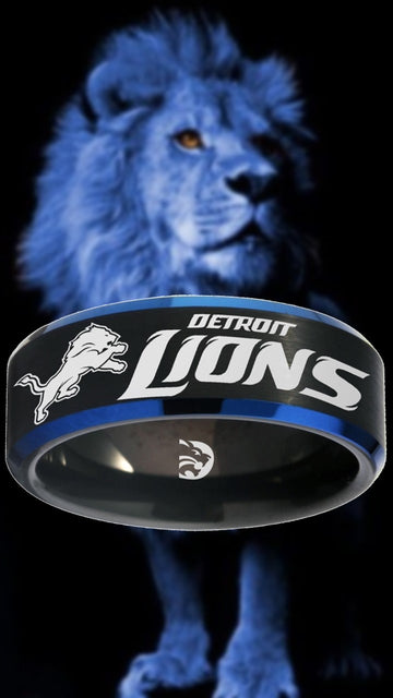 Detroit Lions Ring Black & Blue Wedding Band | Sizes 6 - 13 #detroitlions #nfl