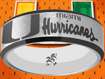 Miami Hurricanes Ring Silver & Black Wedding Band | Sizes 6-13 #miami #hurricanes #TheU