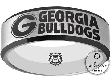 Georgia Bulldogs Ring | Silver & Black Wedding Band | Sizes 6 - 13