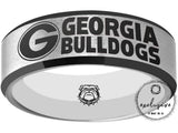 Georgia Bulldogs Ring | Silver & Black Wedding Band | Sizes 6 - 13