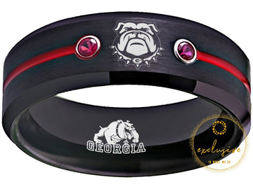 Georgia Bulldogs Ring | Black & Red Wedding Band | Sizes 6 - 13