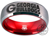 Georgia Bulldogs Ring | Silver & Red Wedding Band | Sizes 6 - 13 | #UGA