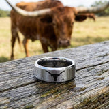 Texas Longhorns Ring | Matte Silver Ring | UT Wedding Band
