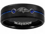 Baltimore Ravens Ring | Black & Blue CZ Wedding Band