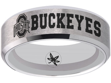 Ohio State Buckeyes Ring | Silver Wedding Band | Sizes 6 - 13
