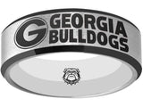 Georgia Bulldogs Ring | Silver & Black Wedding Band | Sizes 6 - 13