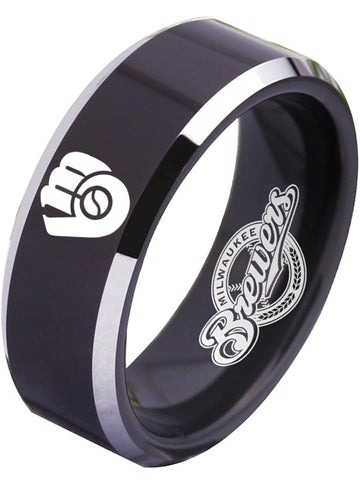 Milwaukee Brewers Ring black ring 8mm Tungsten Ring #mlb #brewers