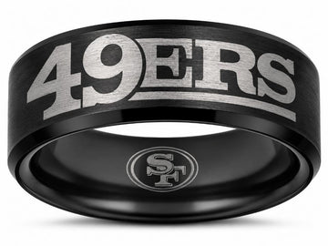 49ers Ring | Black Wedding Ring | Sizes 6-13