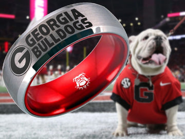 Georgia Bulldogs Ring | Silver & Red Wedding Band | Sizes 6 - 13 | #UGA