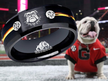 Georgia Bulldogs Ring | Black & Gold Wedding Band | Sizes 6 - 13