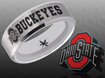 Ohio State Buckeyes Ring | Silver Wedding Band | Sizes 6 - 13