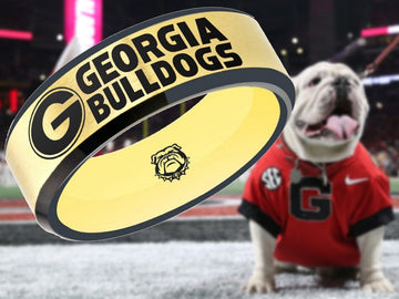 Georgia Bulldogs Ring | Gold & Black Wedding Band | Sizes 6 - 13