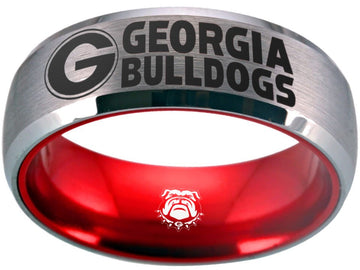Georgia Bulldogs Ring | Silver & Red Wedding Band | Sizes 6 - 13 | #UGA