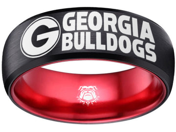 Georgia Bulldogs Ring | Black & Red Wedding Band | Sizes 6 - 13 | #UGA