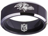 Baltimore Ravens Ring Black & Silver Wedding Band | Sizes 4-17 #ravens