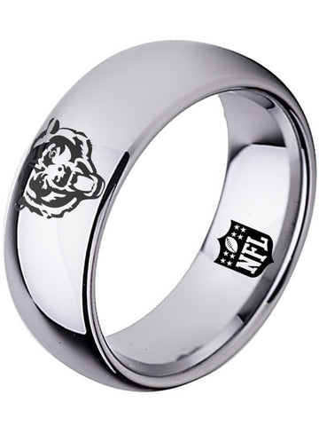 Chicago Bears Ring Silver Ring 8mm Tungsten Wedding Ring Sizes 5 - 16 #chicagobears