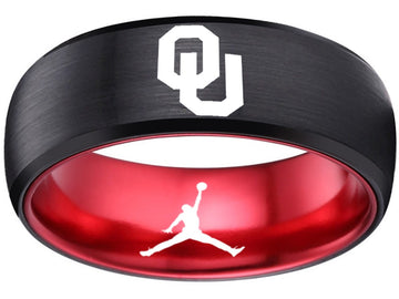 Oklahoma Sooners Ring | Black & Red Wedding Ring | Sizes 6-13