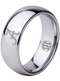 Alabama Crimson Tide Ring Wedding Band Silver Tungsten Wedding Ring Sz 5 - 16