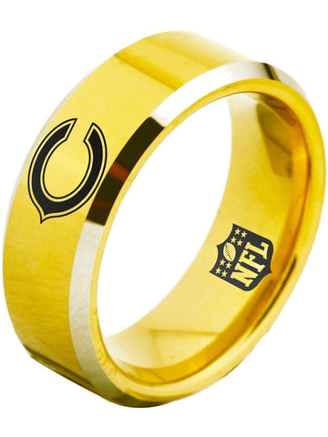 Chicago Bears Ring Bears Logo Gold Ring 8mm Tungsten Wedding Ring #bears