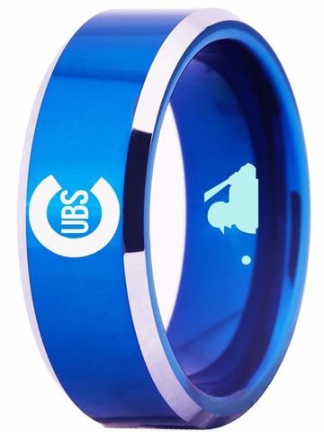 Chicago Cubs Ring Blue 8mm Tungsten Ring Sizes 4 - 17 #cubs