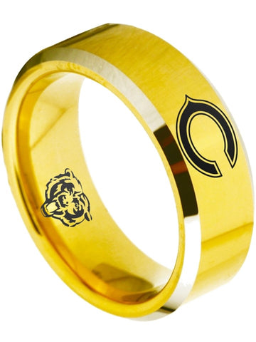 Chicago Bears Ring Gold Ring 8mm Tungsten Wedding Ring #bears