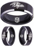 Baltimore Ravens Ring Black & Silver Wedding Band | Sizes 4-17 #ravens