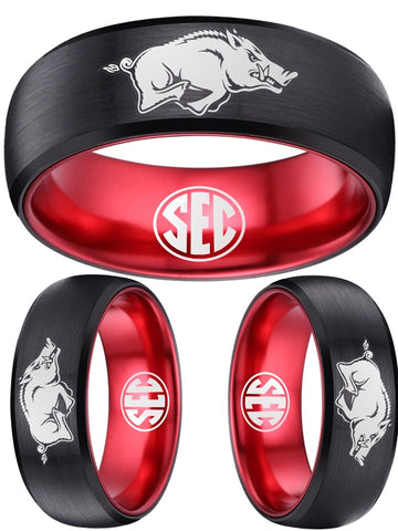 Arkansas Razorbacks Ring Black & Red Ring Tungsten Ring #arkansas #razorbacks