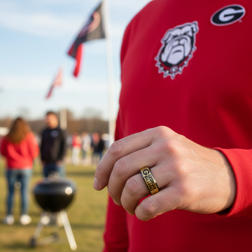 Georgia Bulldogs Ring | Gold & Black Wedding Band | Sizes 6 - 13