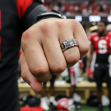 Georgia Bulldogs Ring | Silver & Red Wedding Band | Sizes 6 - 13 | #UGA