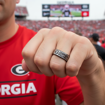 Georgia Bulldogs Ring | Silver & Black Wedding Band | Sizes 6 - 13