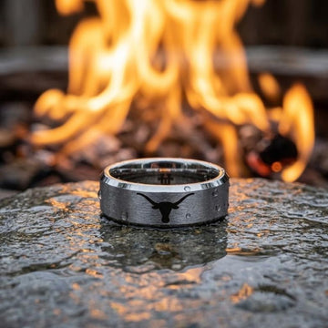 Texas Longhorns Ring | Matte Silver Ring | UT Wedding Band
